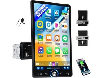 CAMECHO 10,4 inch draaidisplay autoradio – draadloze CarPlay Android Auto MP5 met 2.5D HD-Touch, EQ&Bluetooth 5.0 FM/RDS + USB/AUX voor auto/vrachtwagen universeel