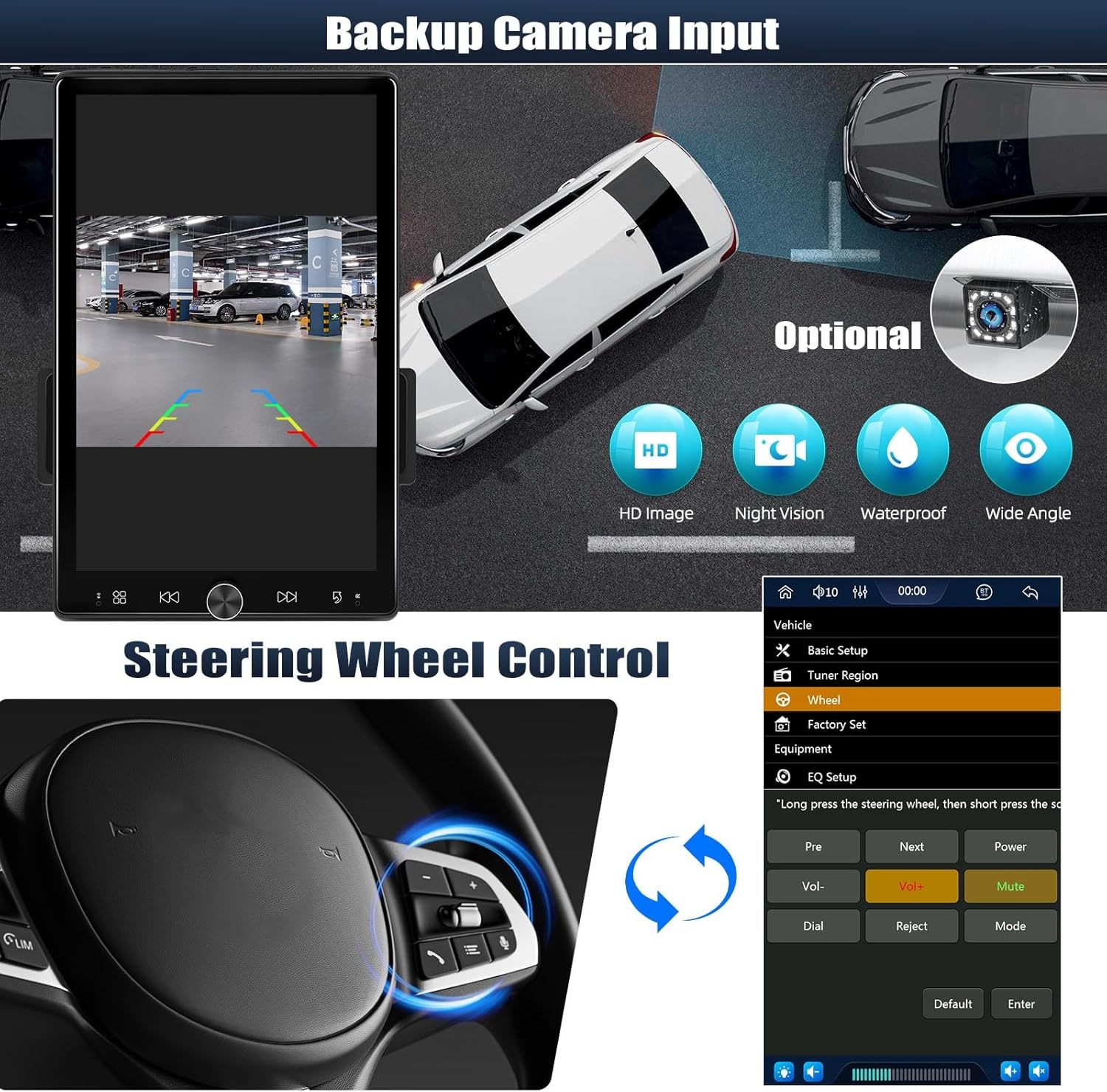 CAMECHO 10,4 inch draaidisplay autoradio – draadloze CarPlay Android Auto MP5 met 2.5D HD-Touch, EQ&Bluetooth 5.0 FM/RDS + USB/AUX voor auto/vrachtwagen universeel