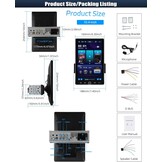 CAMECHO 10,4 inch draaidisplay autoradio – draadloze CarPlay Android Auto MP5 met 2.5D HD-Touch, EQ&Bluetooth 5.0 FM/RDS + USB/AUX voor auto/vrachtwagen universeel