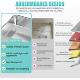 INSMEER Kattenbak XXL van roestvrij staal, 30 liter, groot, met deksel/schep/topopening, ruim voor katten tot 15 kg, lekvrij, minder sporen, gemakkelijk te reinigen, 60 x 42 x 38 cm