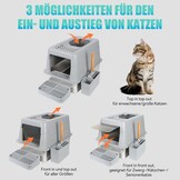 INSMEER Kattenbak XXL van roestvrij staal, 30 liter, groot, met deksel/schep/topopening, ruim voor katten tot 15 kg, lekvrij, minder sporen, gemakkelijk te reinigen, 60 x 42 x 38 cm