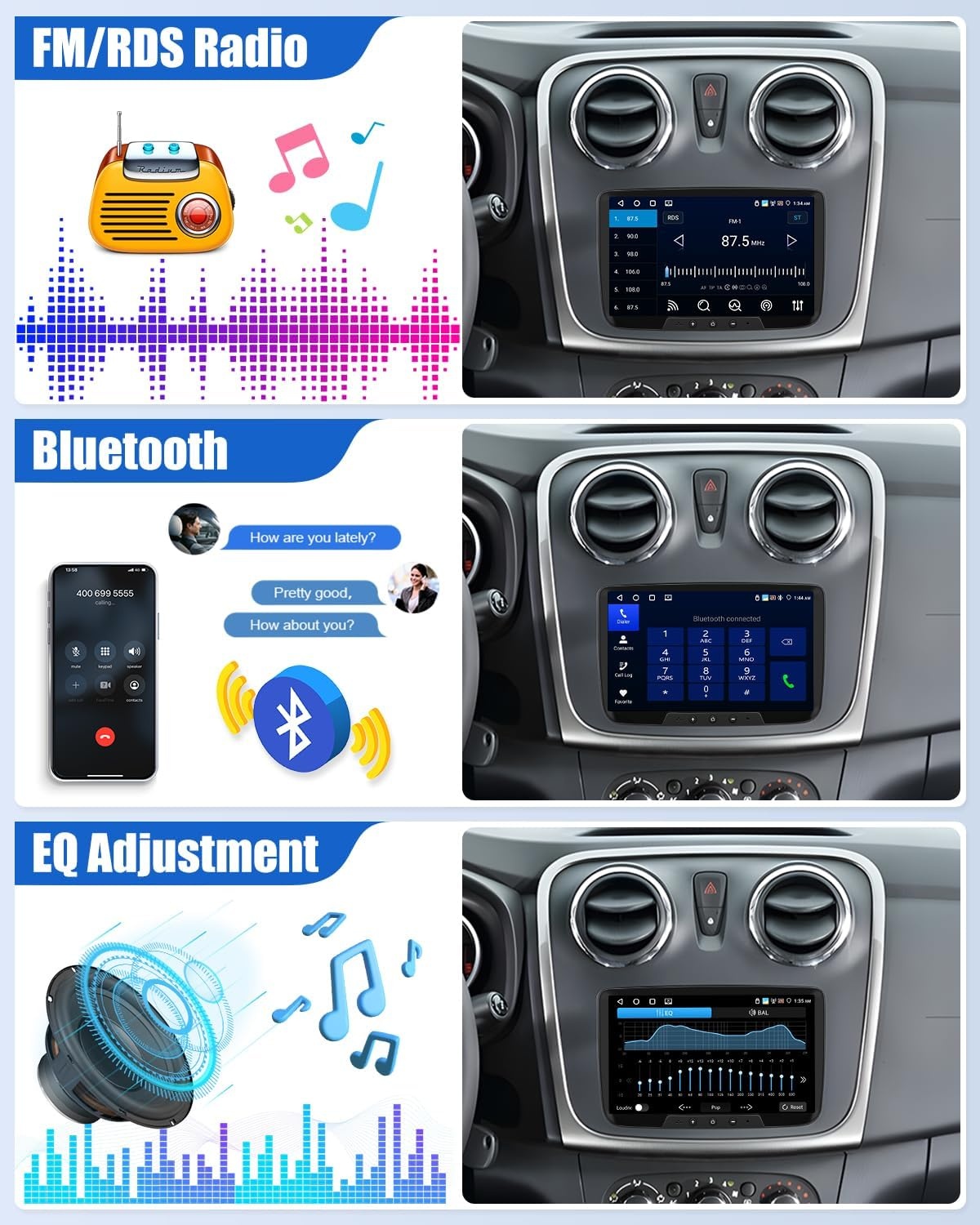 CAMECHO 4+64G Android 13 autoradio voor Renault Dacia Logan Duster Sandero Lodgy Capture Symbool Lada Xray met Carplay Android Auto Bluetooth 5.0, 8 inch Dual Din met GPS WIFI DSP FM/RDS SWC en USB