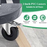 Plantenroller, voor zware lasten, grijs, draagkracht 220 kg, rolplank voor planten voor binnen en buiten, met wielen van 76 mm met rem, rolplank, rond, verstelbaar, 38-48 cm, voor