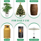 Plantenroller, voor zware lasten, grijs, draagkracht 220 kg, rolplank voor planten voor binnen en buiten, met wielen van 76 mm met rem, rolplank, rond, verstelbaar, 38-48 cm, voor