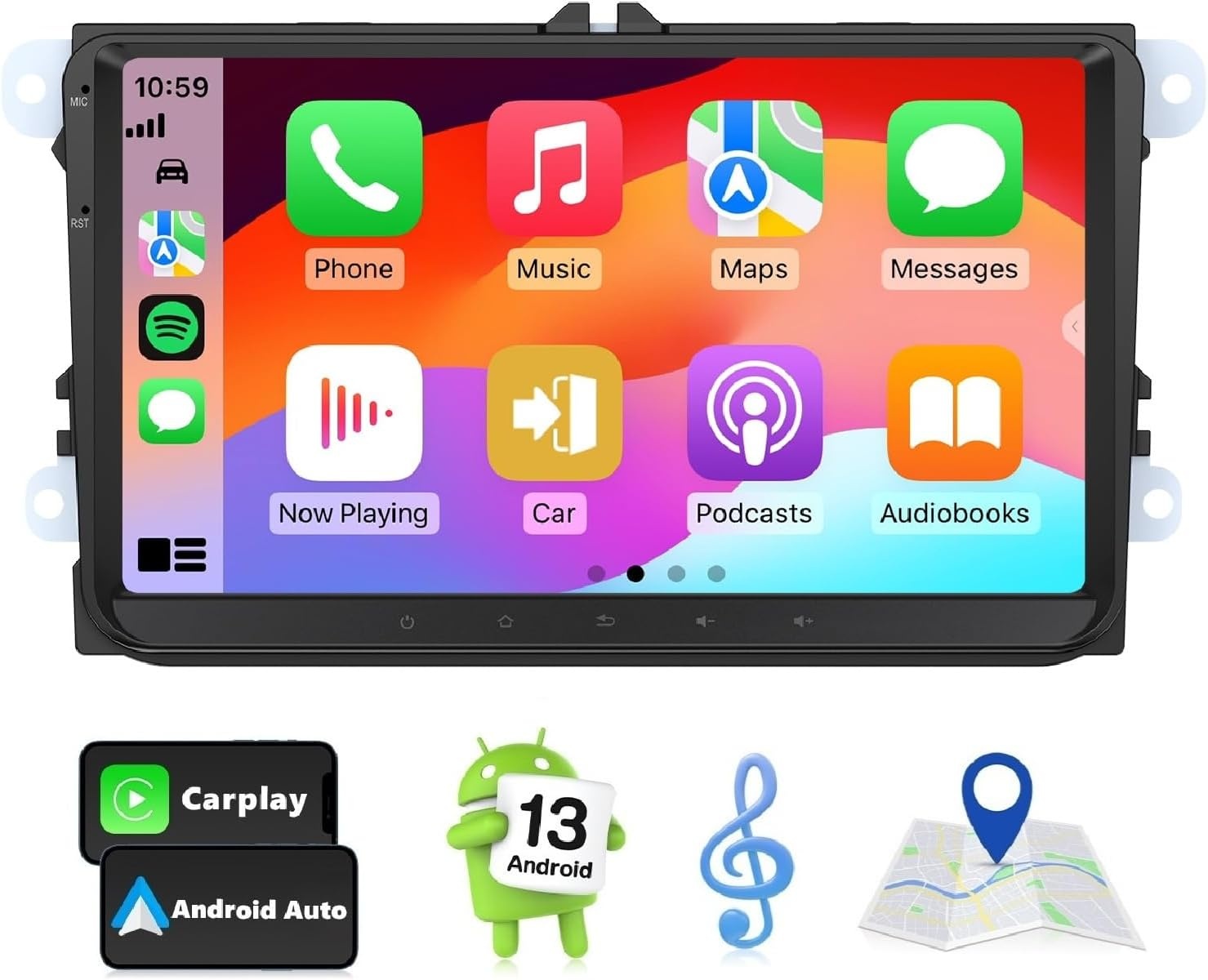 eonon Q53Pro 9 "2.5D IPS Android 10 Auto GPS NAV Sat DSP BT Ingebouwde CarPlay Android Auto Amp Autoradio Ondersteuning WiFi voor SEAT Skoda Golf