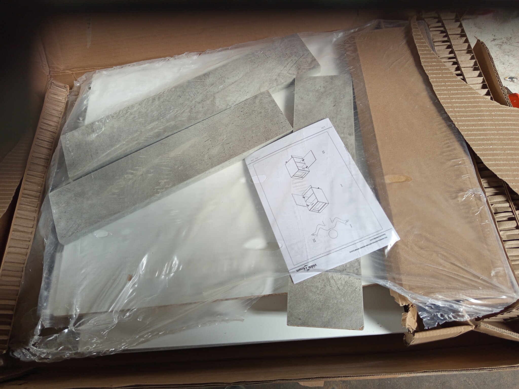 vidaXL Onderkast met lade Lyon 50x46x81,5 cm bewerkt hout betongrijs