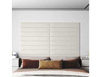 vidaXL Wandpanelen 12 st 1,62 m² 90x15 cm fluweel crèmekleurig