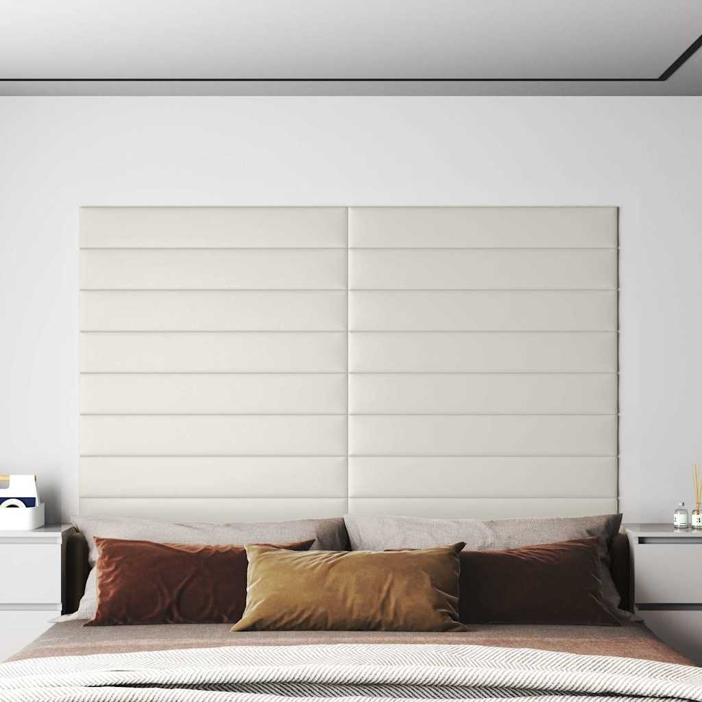 vidaXL Wandpanelen 12 st 1,62 m² 90x15 cm fluweel crèmekleurig