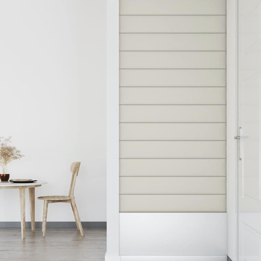 vidaXL Wandpanelen 12 st 1,62 m² 90x15 cm fluweel crèmekleurig