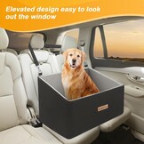 Hondenautostoel, hondenstoelverhoger voor grote honden 25 kg of 2 kleine honden, auto hondenbed met wasbare, afneembare hoes, zwart verhoogde autostoel voor huisdieren