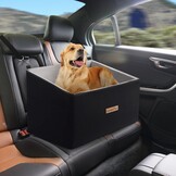 Hondenautostoel, hondenstoelverhoger voor grote honden 25 kg of 2 kleine honden, auto hondenbed met wasbare, afneembare hoes, zwart verhoogde autostoel voor huisdieren