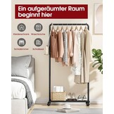Garderobeständer met Wielen & Opbergrek - Zwart - 50% Korting