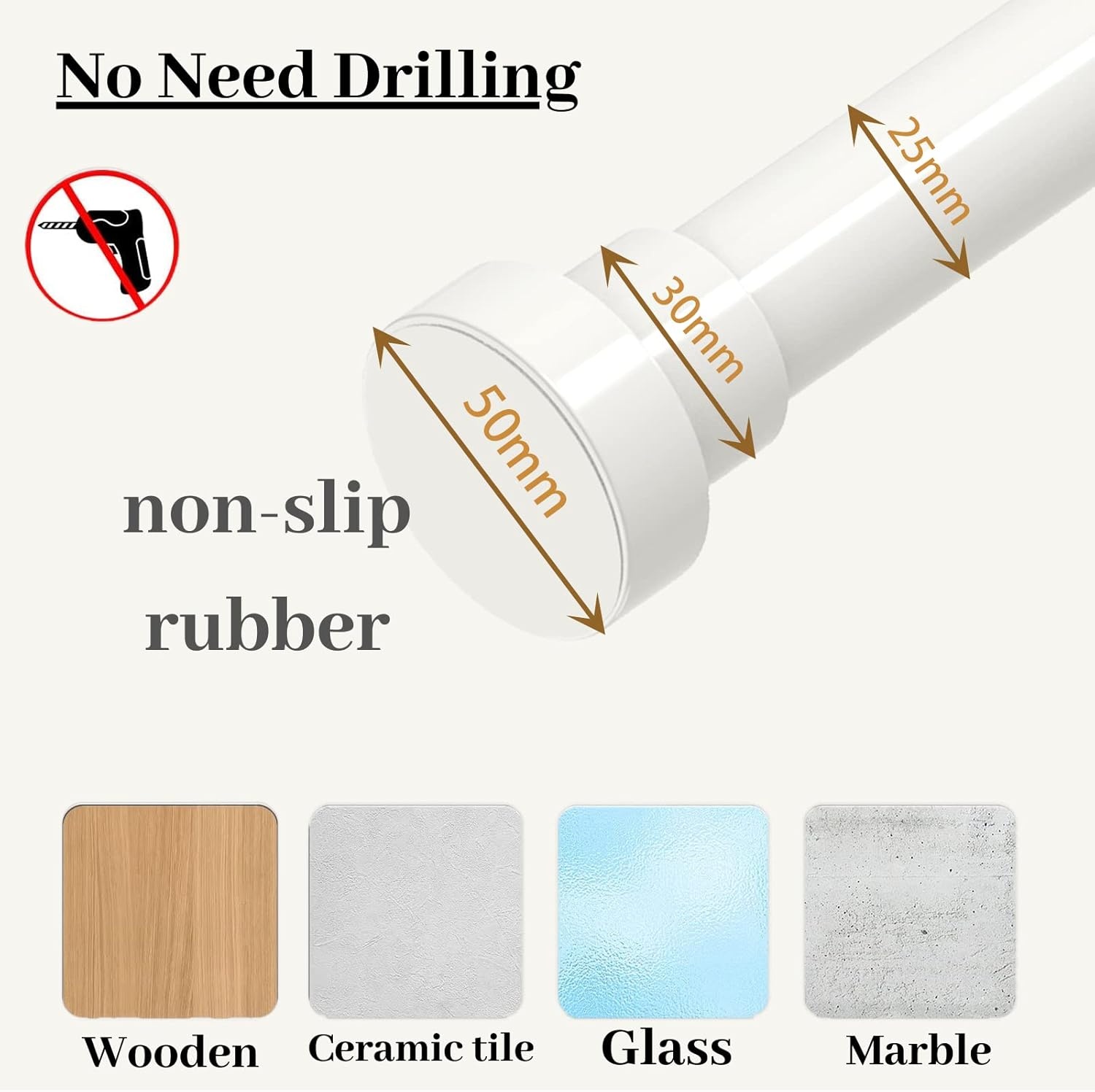 25% Korting: Douchegordijnrail Zonder Boren (90-160cm, Wit)