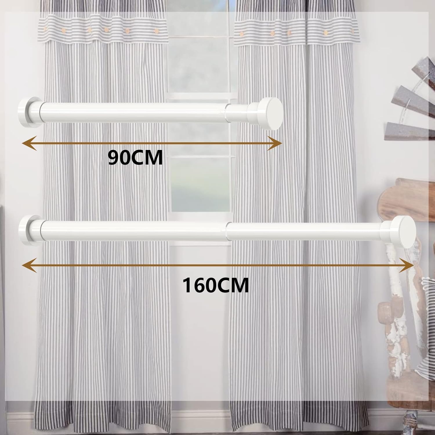 25% Korting: Douchegordijnrail Zonder Boren (90-160cm, Wit)