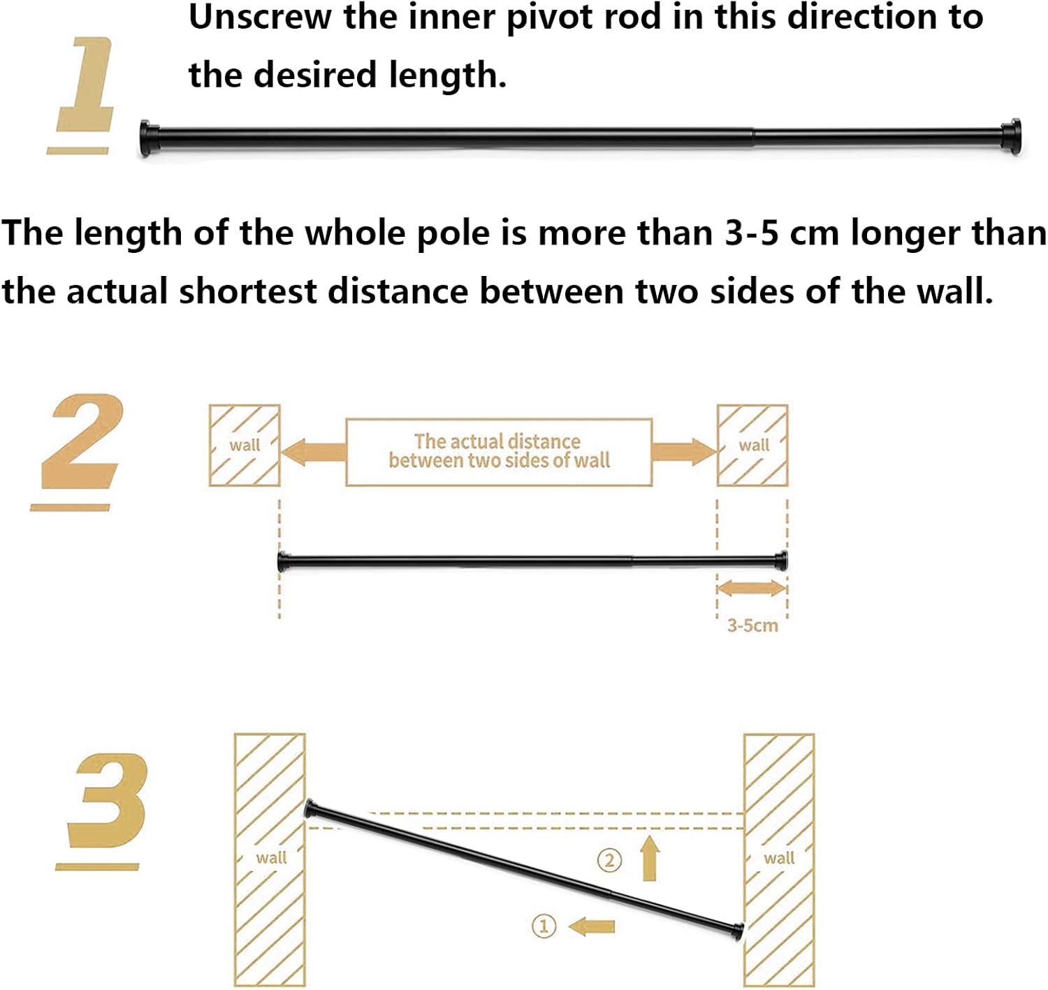 25% Korting: Douchegordijnrail Zonder Boren (90-160cm, Wit)