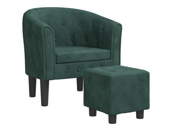 Donkergroene Fluwelen Kuipstoel met Voetenbank | 34% Korting!