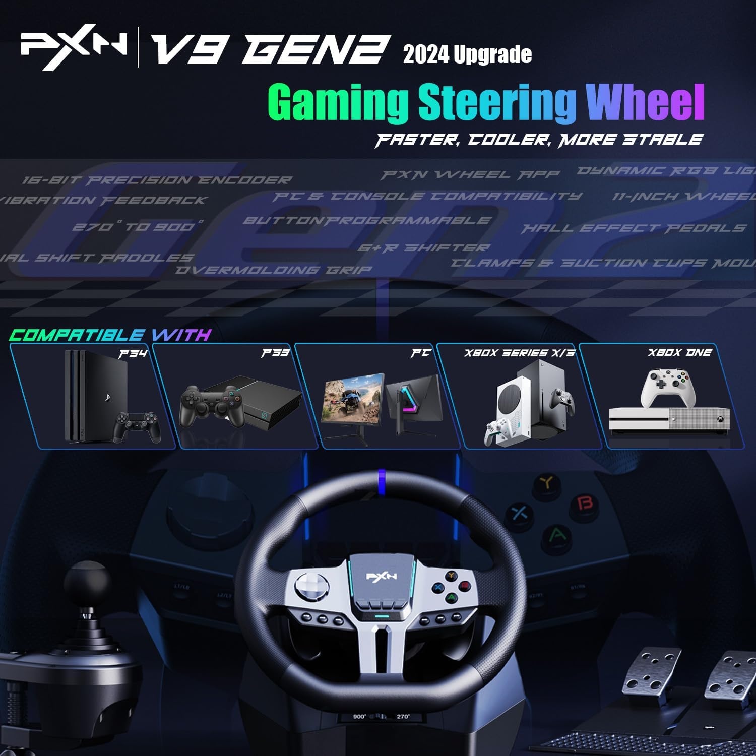 PXN V9 Gen2 Gaming Stuur met Korting (29%)