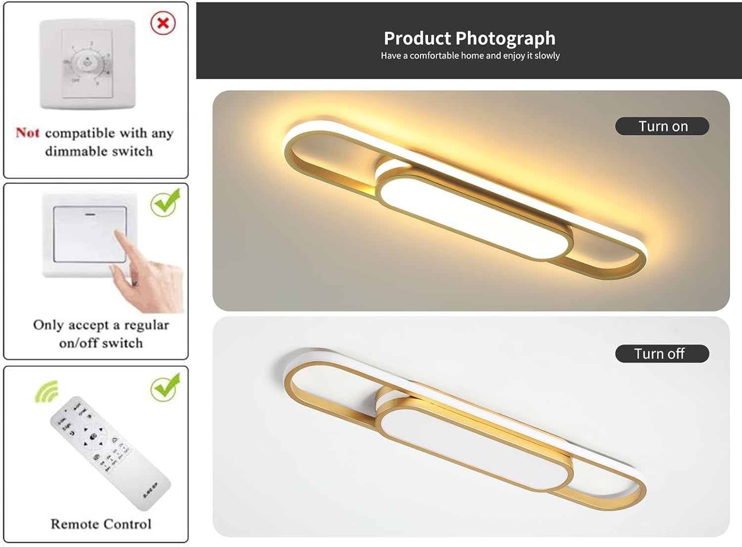 Oninio Plafondlamp Goud 70cm Dimbare LED met Afstandsbediening (28% Korting)