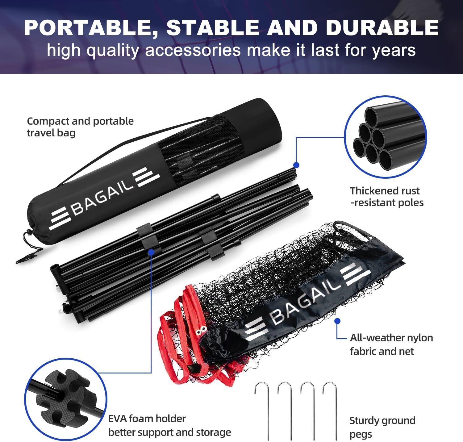 BAGAIL Sportnet: Badminton, Volleybal & Pickleball - 27% Korting