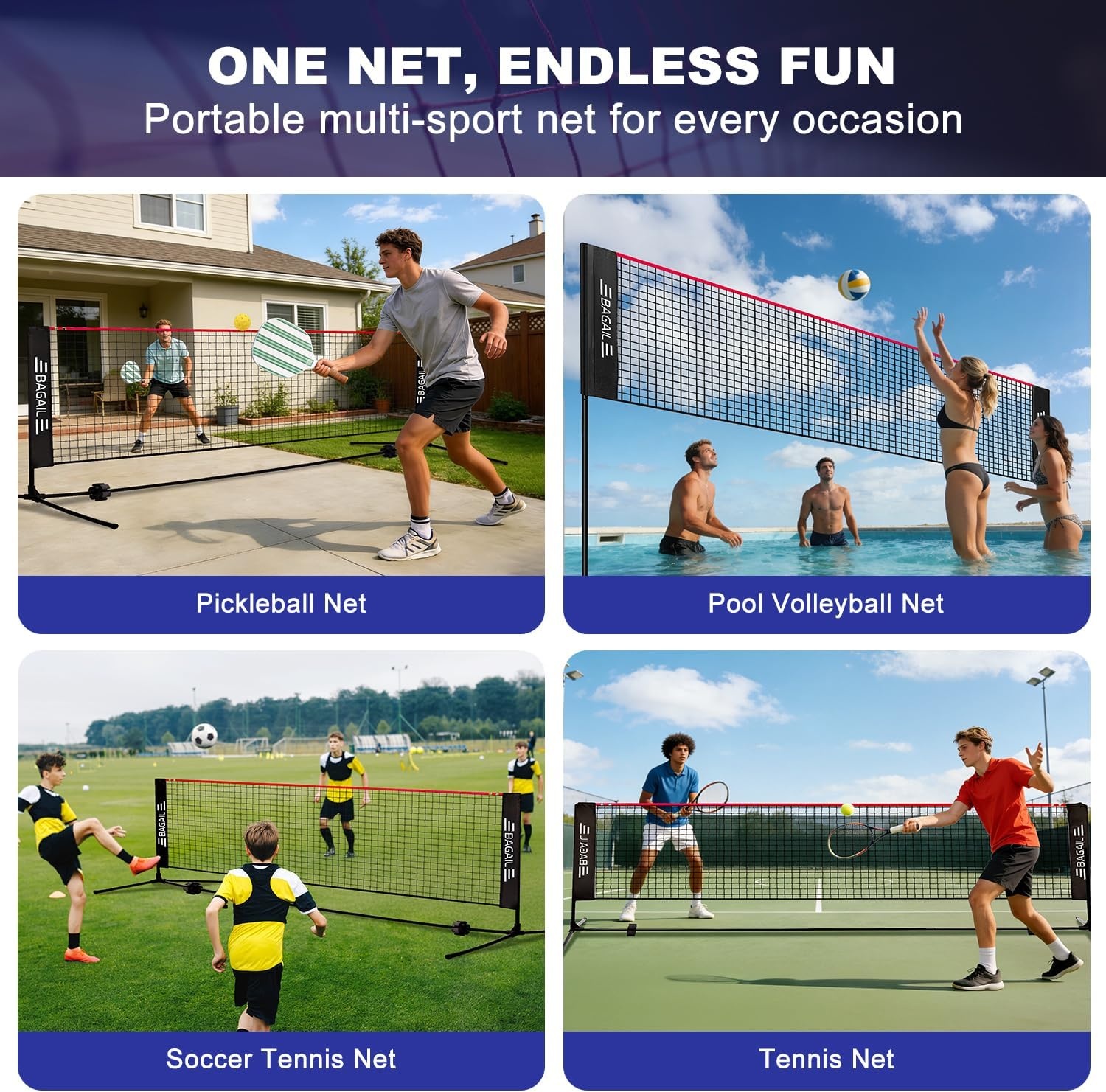 BAGAIL Sportnet: Badminton, Volleybal & Pickleball - 27% Korting