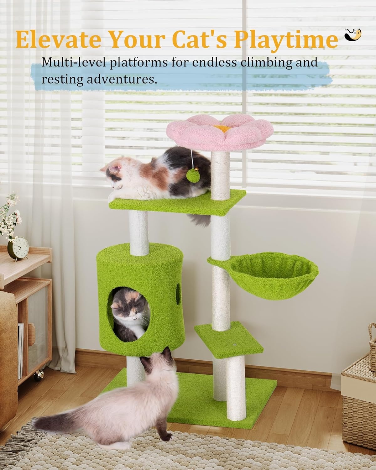 Kattenboom 104cm - Bloem & Hangmat - 25% Korting!