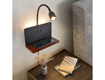 Wandlamp met Zwanenhals, USB & Draadloze Oplader - 26% Korting!