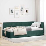 Donkergroen Hoekbedframe (90x200cm) met Hoofdbord - 54% Korting!