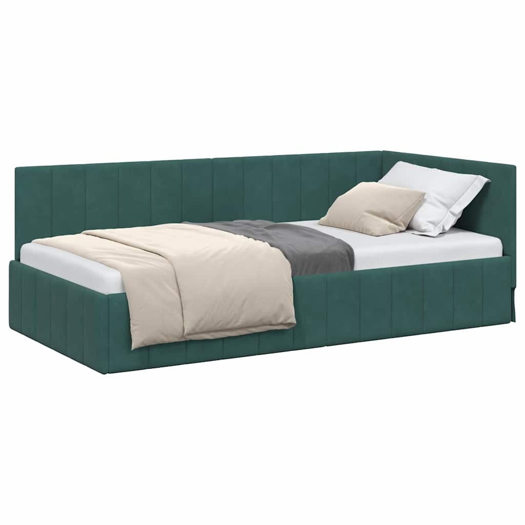 Donkergroen Hoekbedframe (90x200cm) met Hoofdbord - 54% Korting!