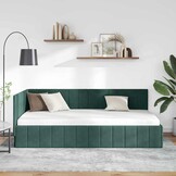 Donkergroen Hoekbedframe (90x200cm) met Hoofdbord - 54% Korting!