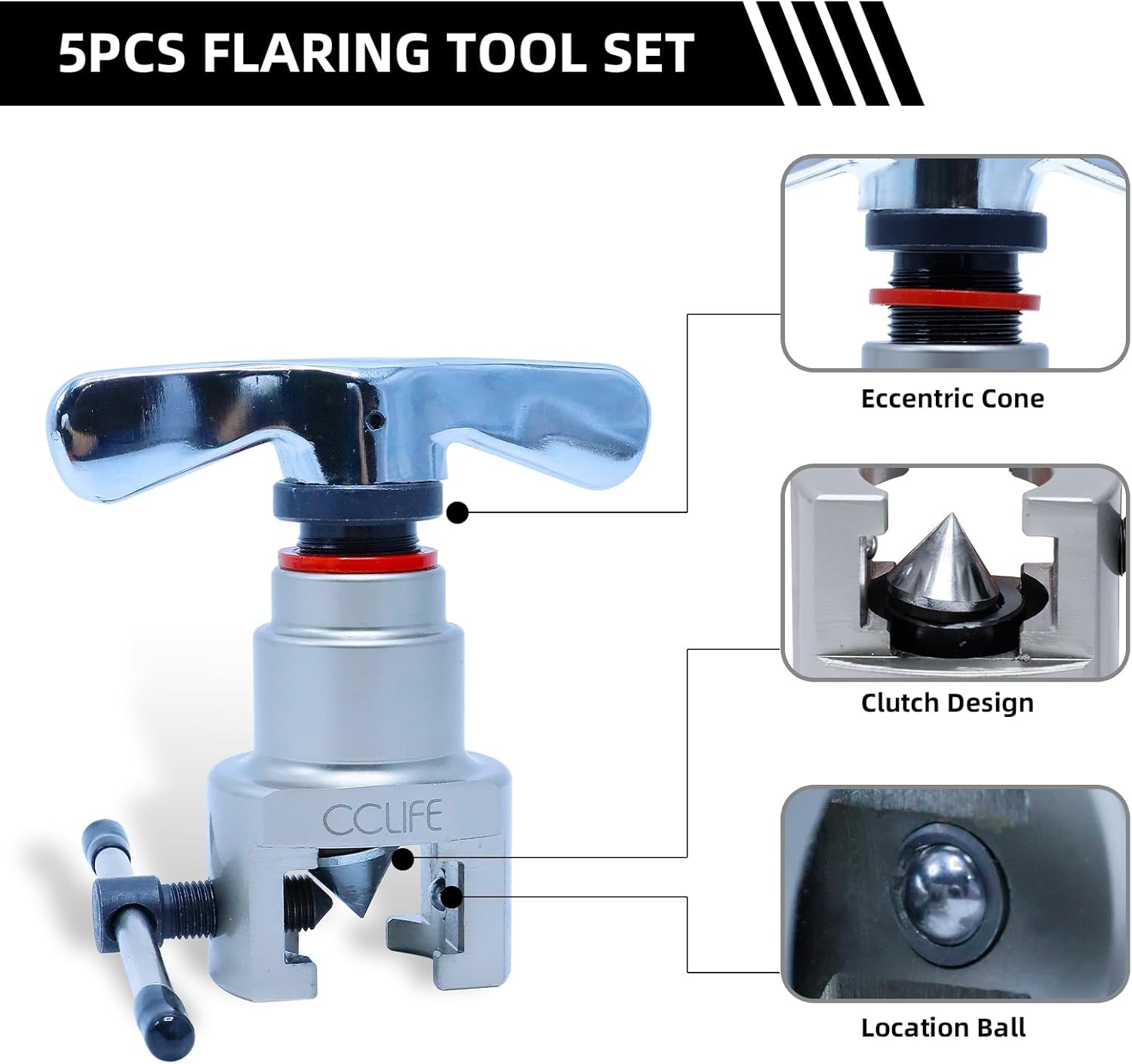 CCLIFE Metrisch Inch Wobble flaring hulpmiddel Air conditioning flaring hulpmiddel voor R407c/R410a met pijpsnijder | 5-19MM | 3/16"-3/4"