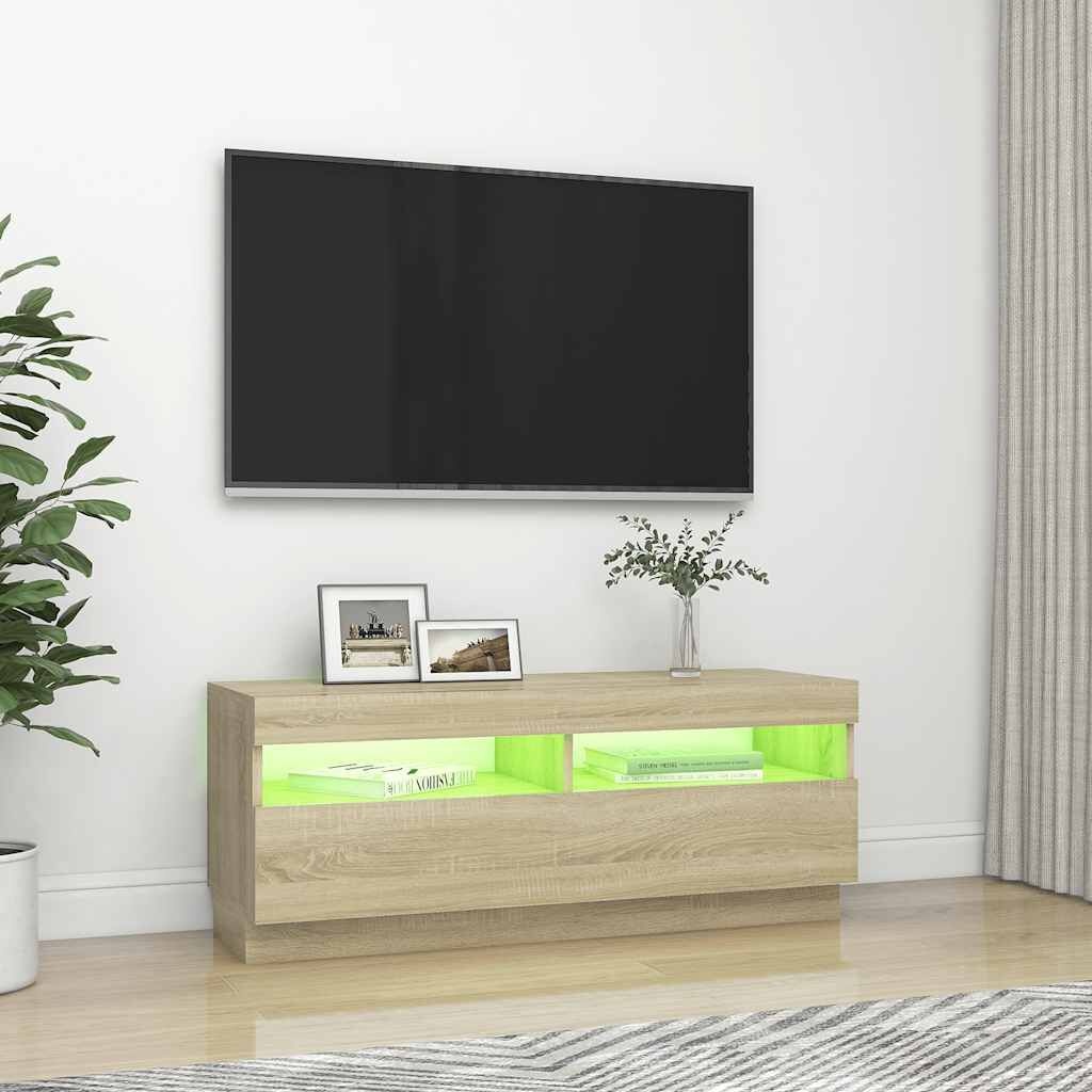 TV-meubel met LED-verlichting - Sonoma Eiken - 100x35x40 cm - 57% Korting