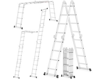 Vouwladder Aluminium - Werkhoogte 5,60m - 34% Korting
