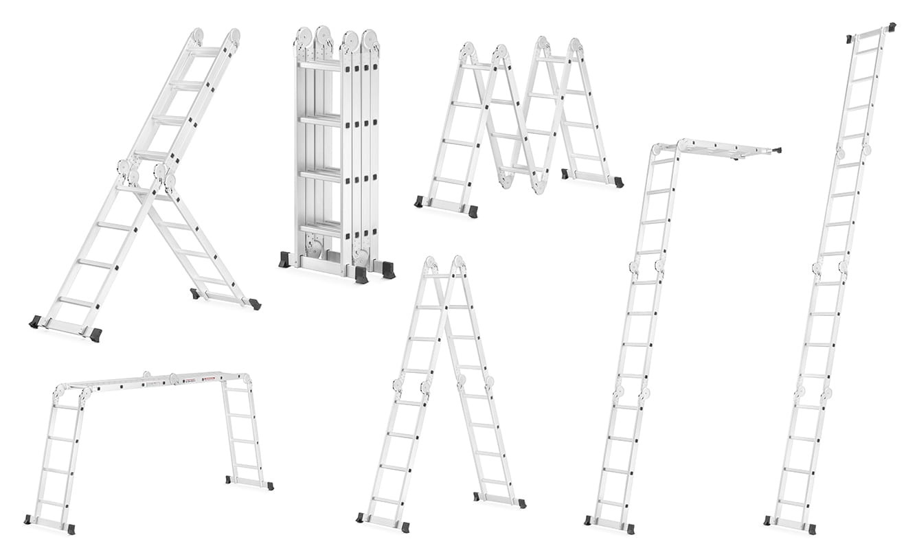 Vouwladder Aluminium - Werkhoogte 5,60m - 34% Korting