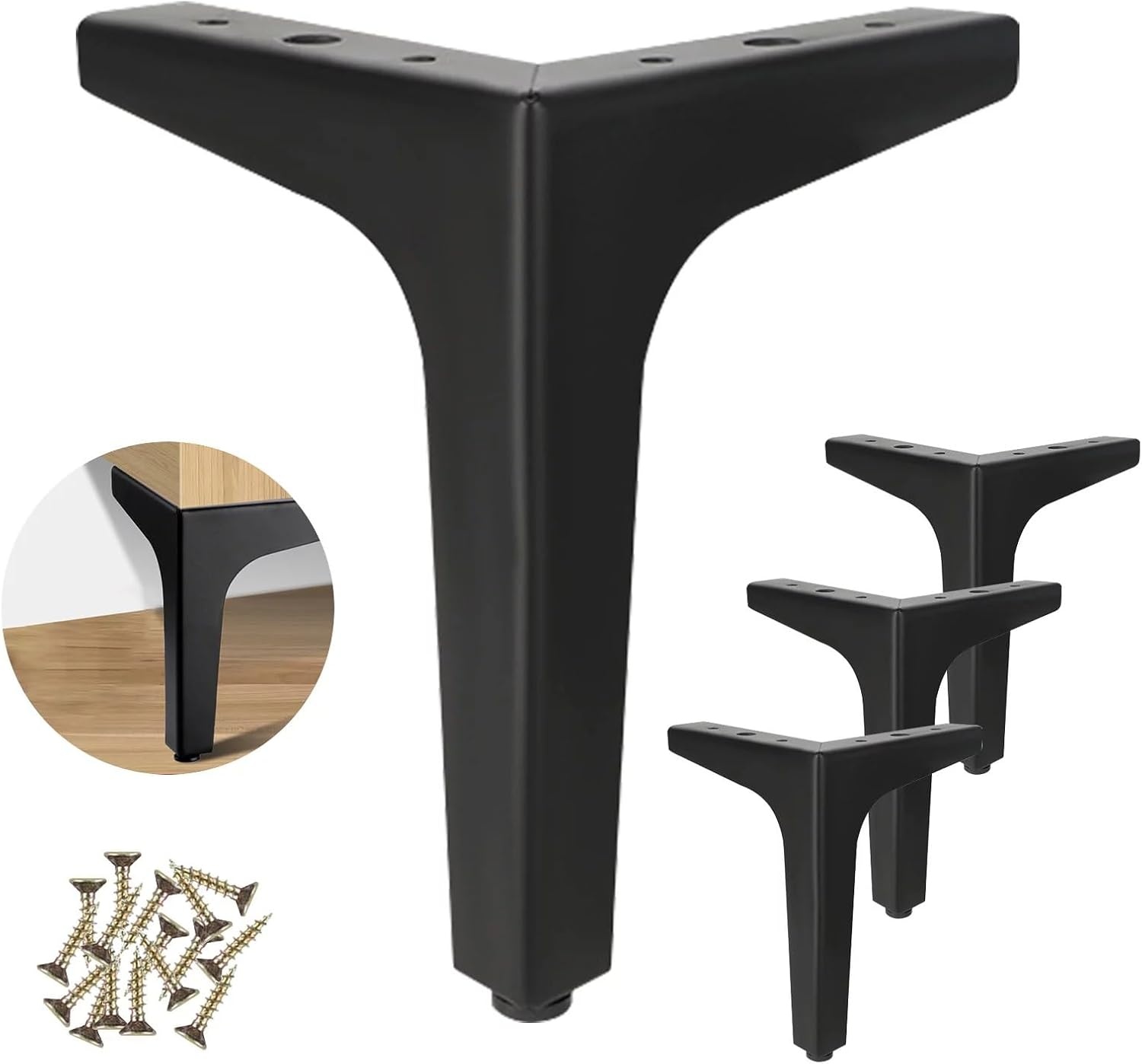 4x Zwarte Metalen Meubelpoten - 10 cm - 18% Korting