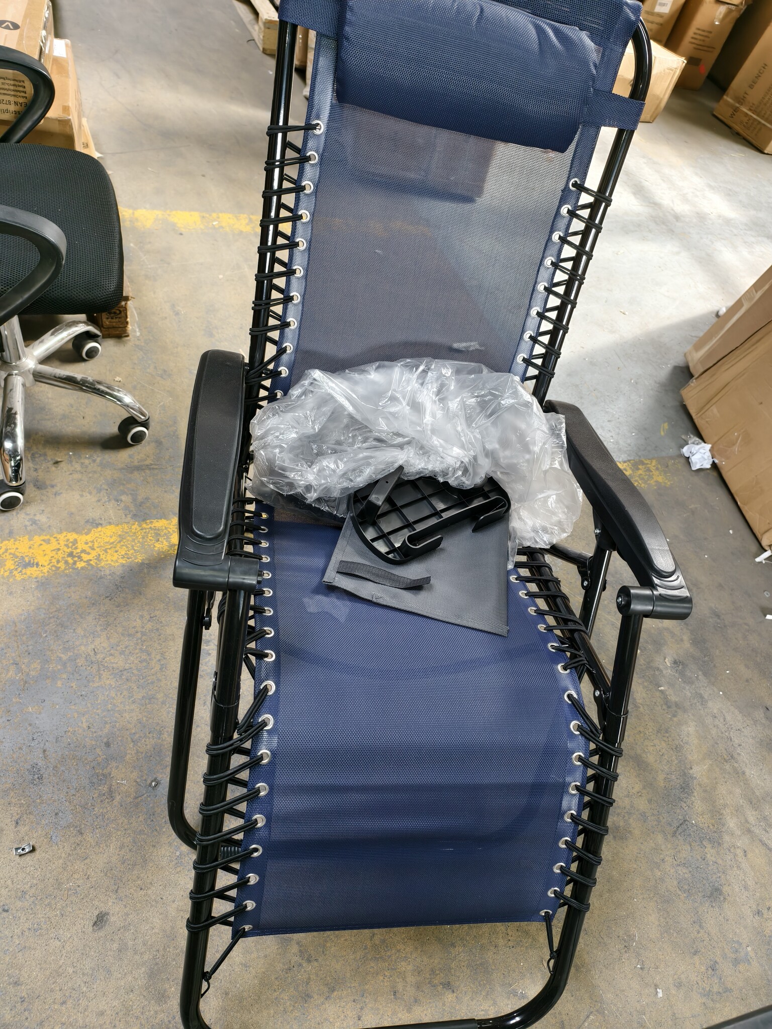 Donkerblauwe Ligstoel Tuin met Verstelbare Rugleuning - 57% Korting