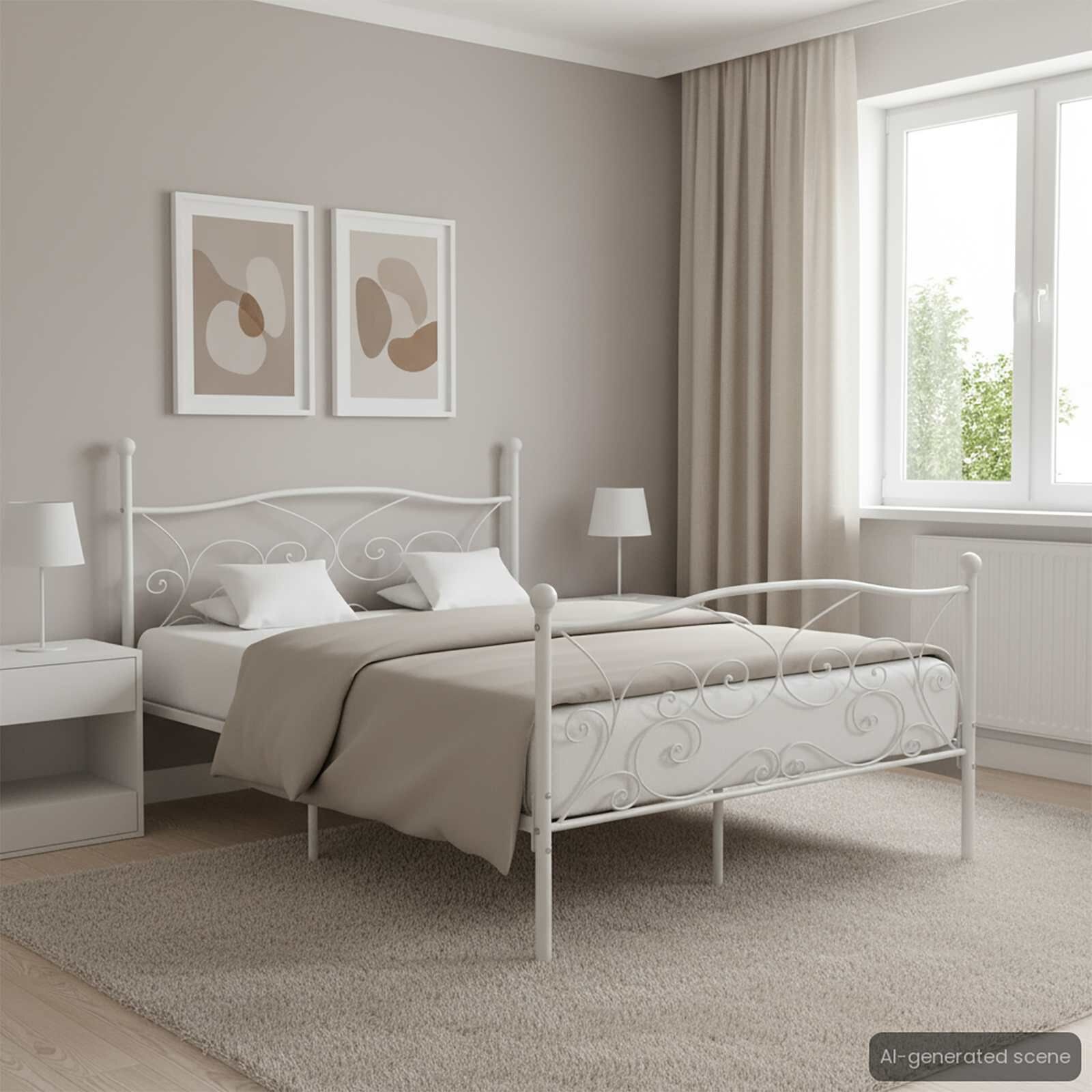 vidaXL Wit Metaal Bedframe 140x200 cm met Lattenbodem (34% Korting)