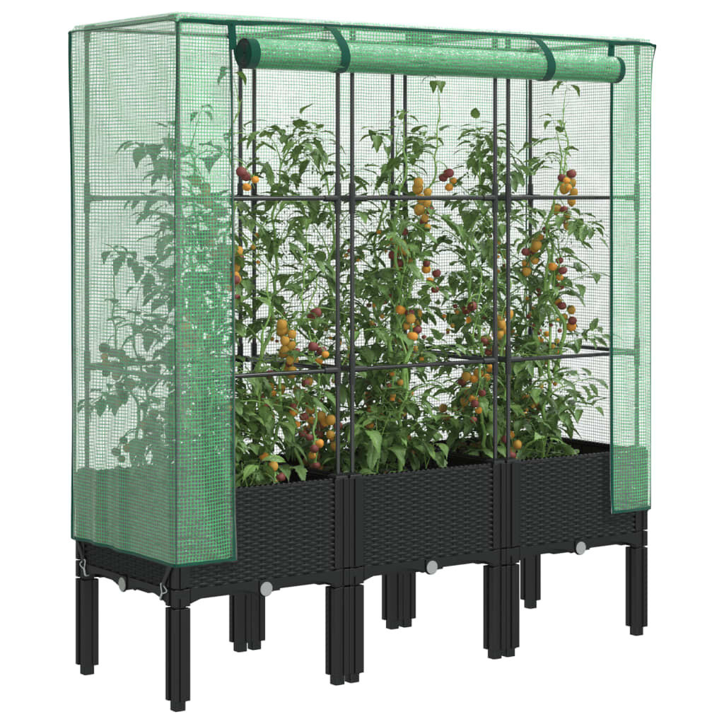 Verhoogde Plantenbak met Kas 120x40x140cm Rattanlook - 33% Korting