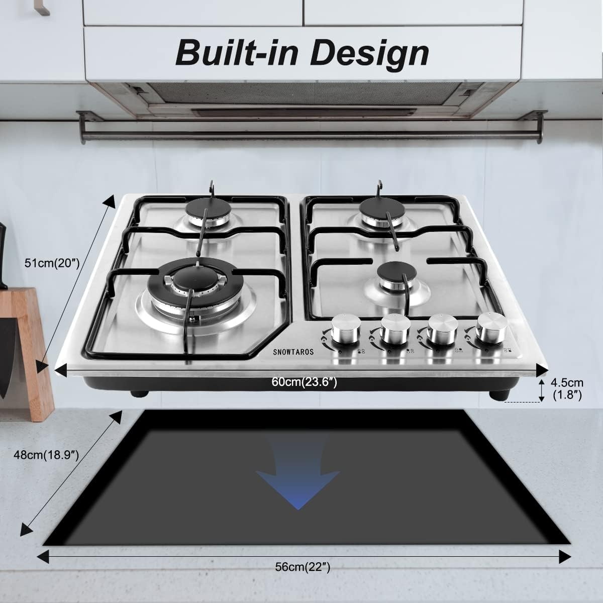 Snowtaros Gaskookplaat 4 Brander RVS - 30% Korting!