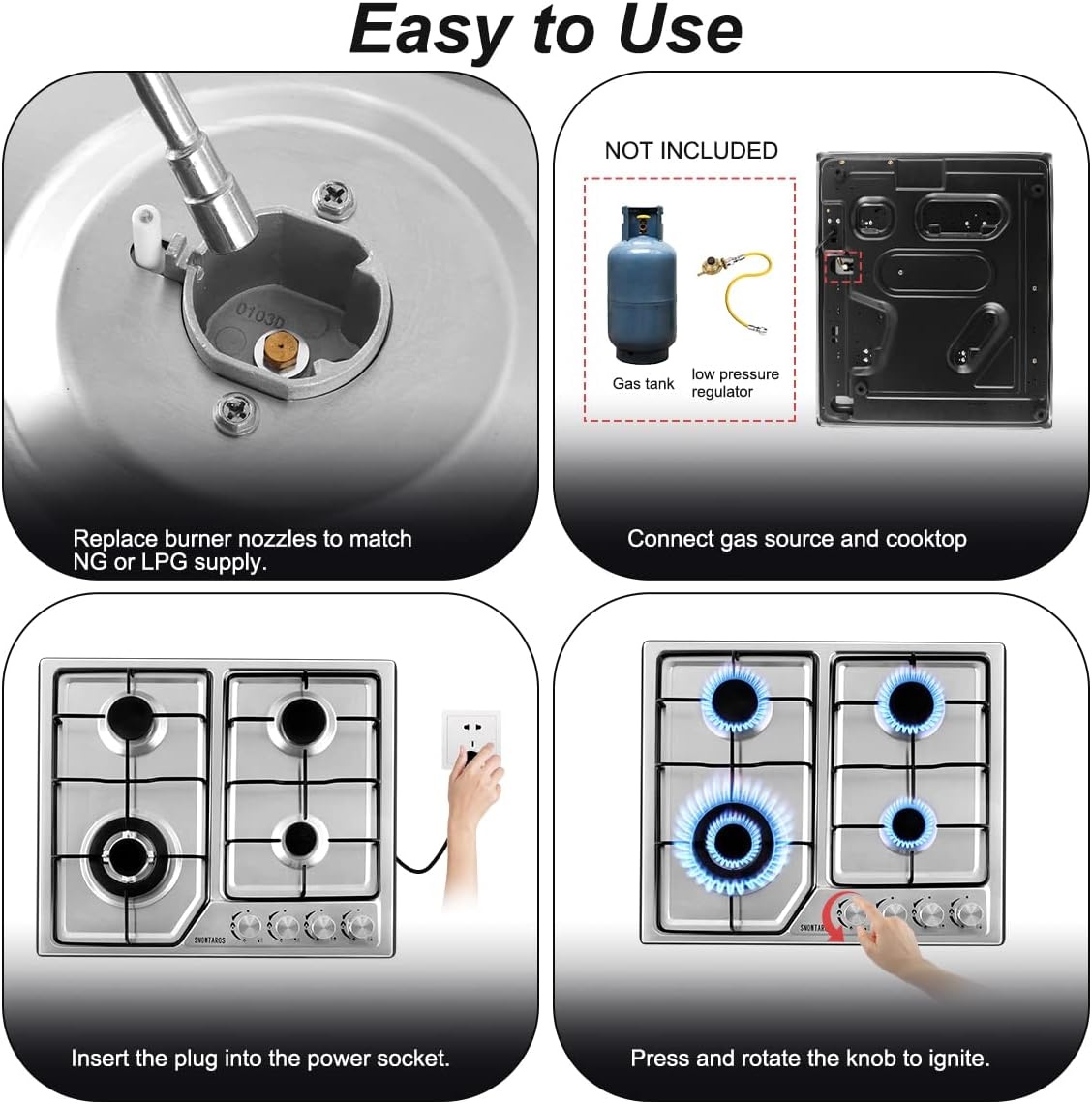 Snowtaros Gaskookplaat 4 Brander RVS - 30% Korting!