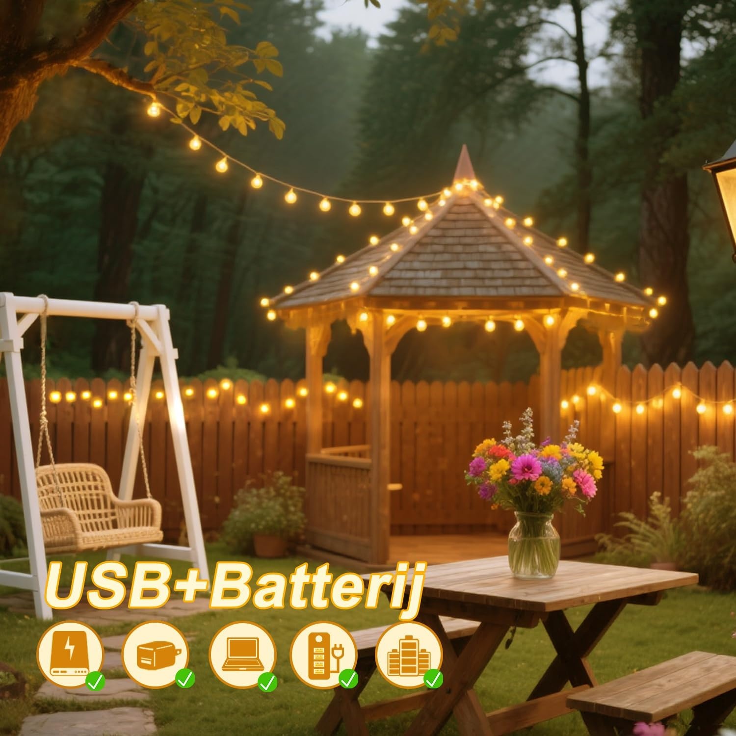 12M Lichtsnoer 100 LED's - 39% Korting | Timer & 8 Modi