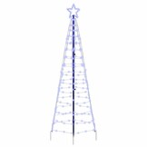 vidaXL LED Kerstboom met 390 LED met grondpennen Blauw 250 cm IJzer