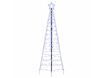 vidaXL LED Kerstboom met 390 LED met grondpennen Blauw 250 cm IJzer