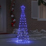 vidaXL LED Kerstboom met 390 LED met grondpennen Blauw 250 cm IJzer