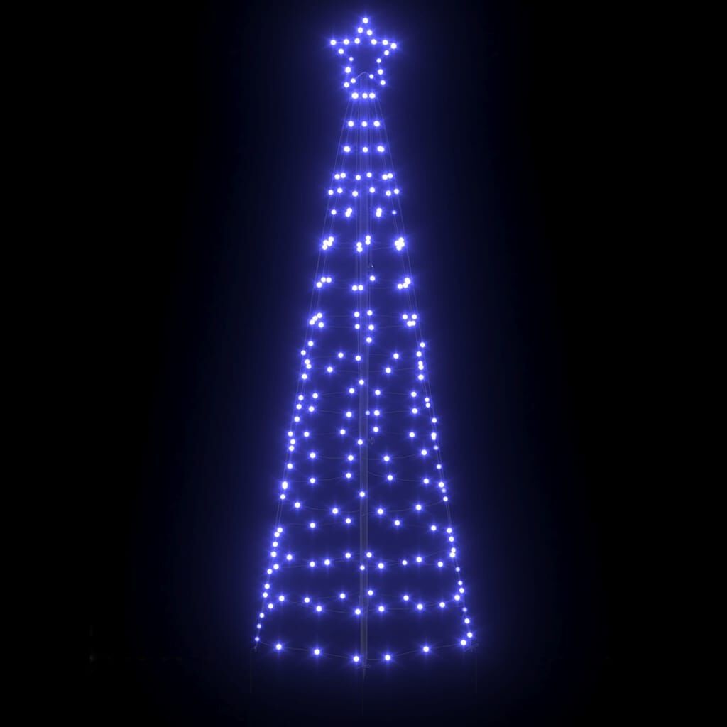 vidaXL LED Kerstboom met 390 LED met grondpennen Blauw 250 cm IJzer
