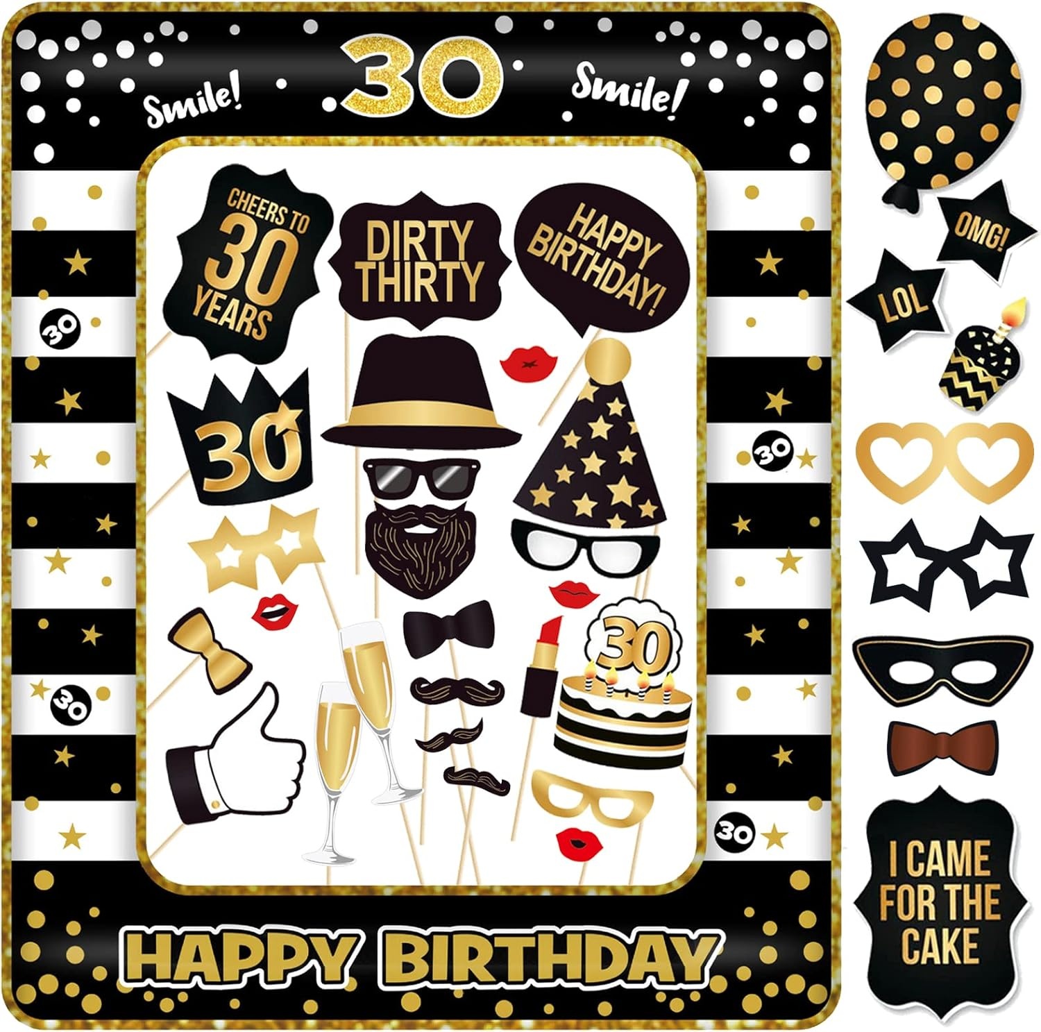 30e Verjaardag Fotobooth Accessoires Set - 32% Korting!