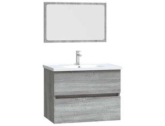 vidaXL Badkamermeubelset: Kast & Spiegel - Grijs Sonoma 34% Korting