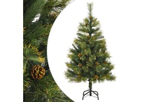 vidaXL Kunstkerstboom met scharnieren en dennenappels 120 cm