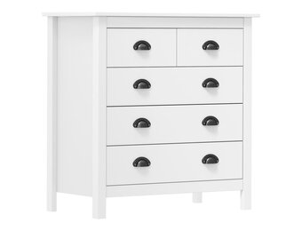 vidaXL Dressoir Hill Grenenhout Wit - 5 Lades - 58% Korting
