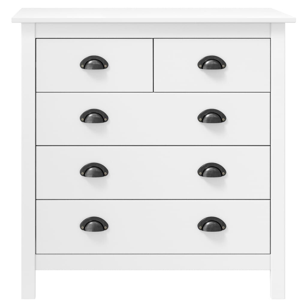 vidaXL Dressoir Hill Grenenhout Wit - 5 Lades - 58% Korting