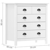vidaXL Dressoir Hill Grenenhout Wit - 5 Lades - 58% Korting